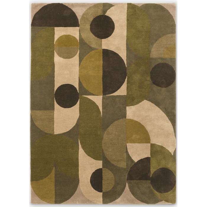 Brink Campman Decor Wool Geometric Area Rug In Green Perigold